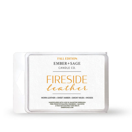 Fireside Leather | Fall Edition | Hand-Poured Soy Coconut Wax Melt | 2.75oz