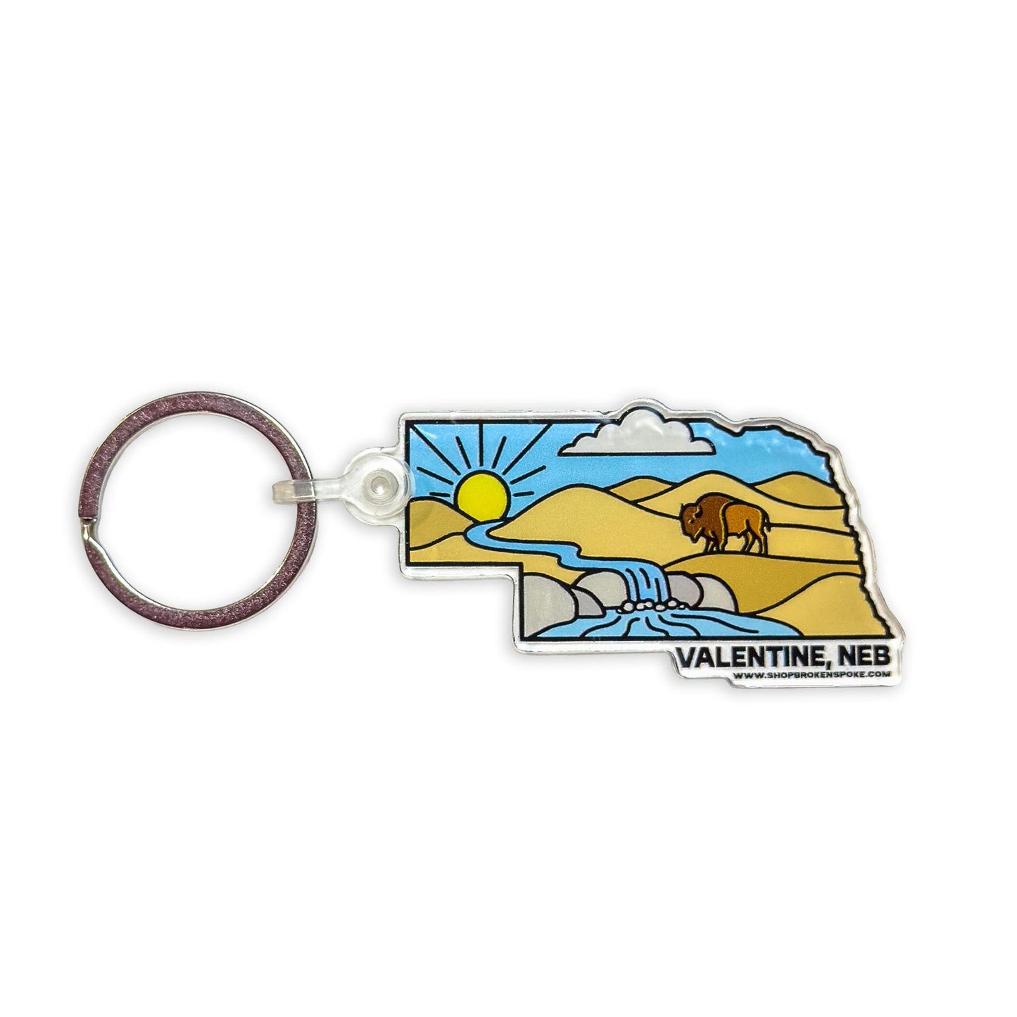 Acrylic “Valentine, Neb" Sandhills Bison Key Chain
