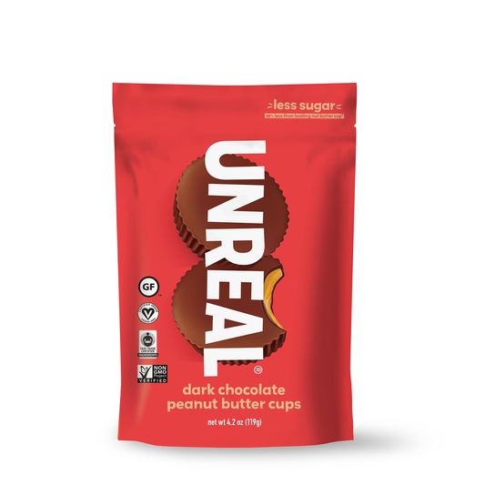 Unreal Dark Chocolate Peanut Butter Cups - Less Sugar, Made with Fair Trade Ingredients