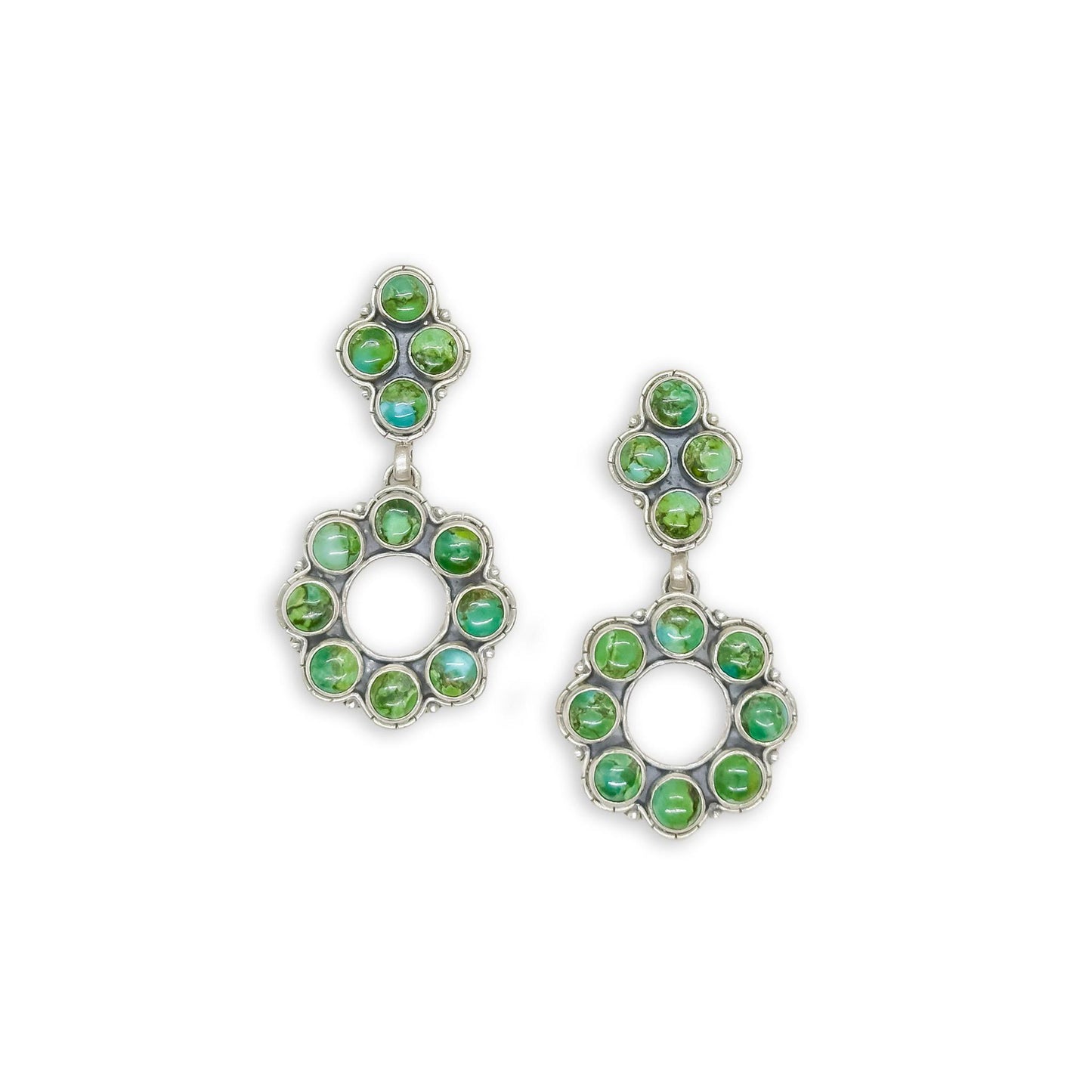 Navajo Sonoran Gold Turquoise Round Pendent Earrings