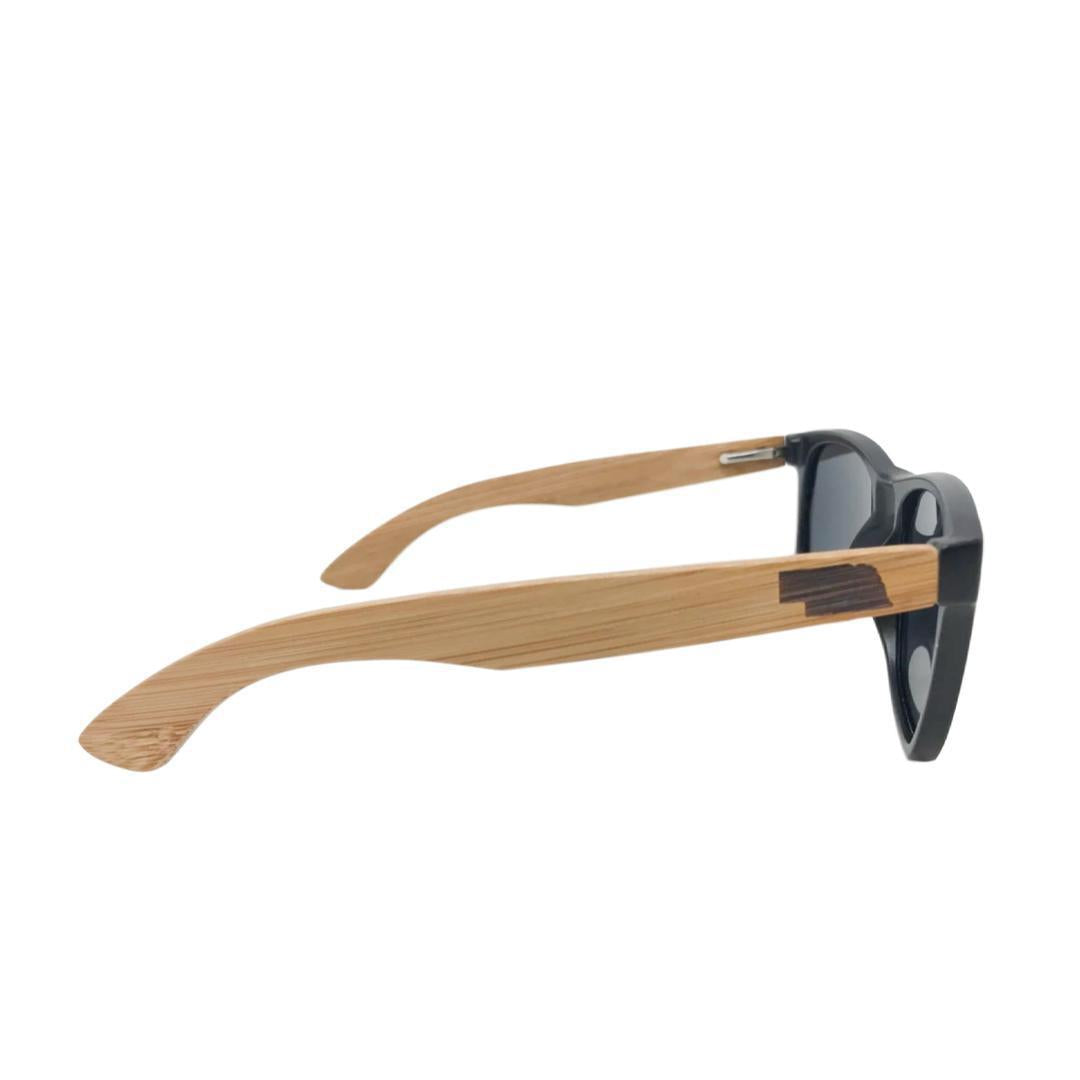 Natural Bamboo Wood Sunglasses with Nebraska State Brand