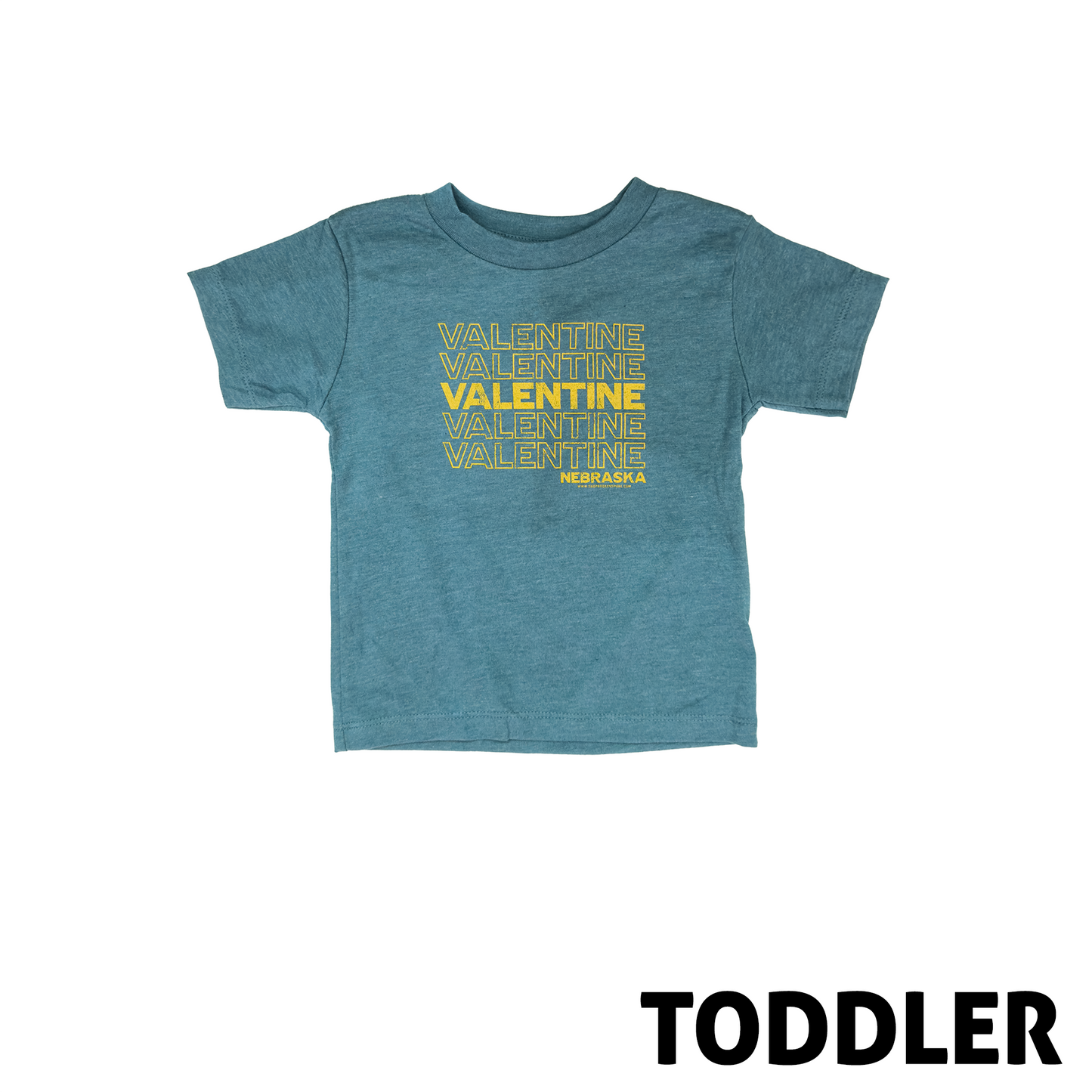 Toddler Heather Deep Teal “Valentine Nebraska" Graphic Tee