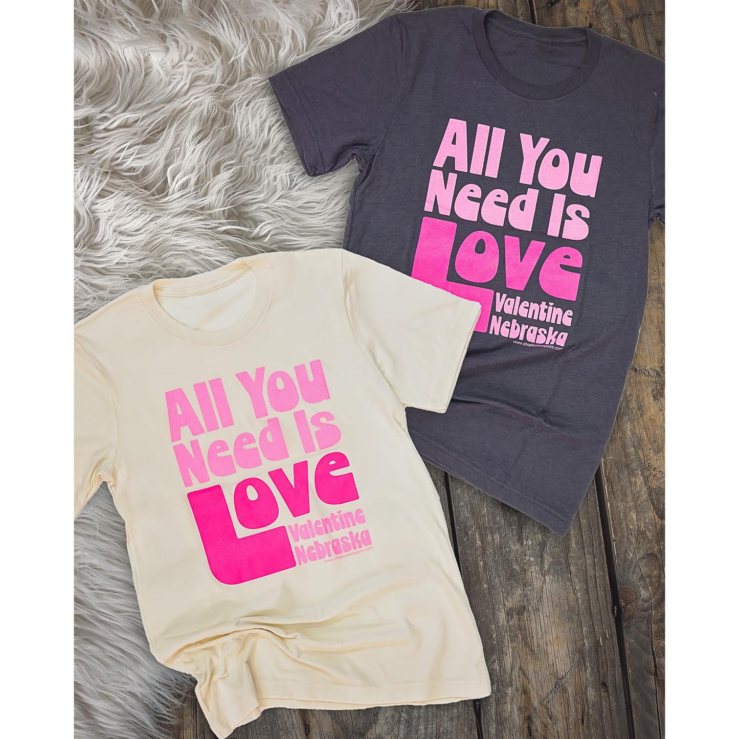 Dark Grey Triblend Retro "All You Need Is Love: Valentine, Nebraska" Graphic Tee