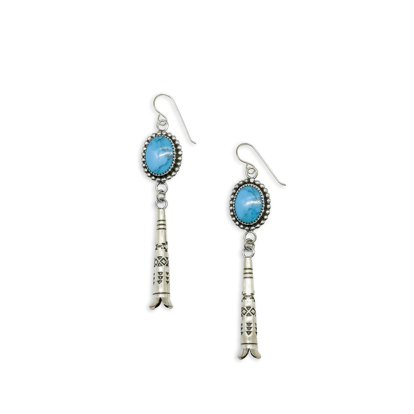 Navajo Kingman Turquoise Dangle Earrings by Michael Tahe