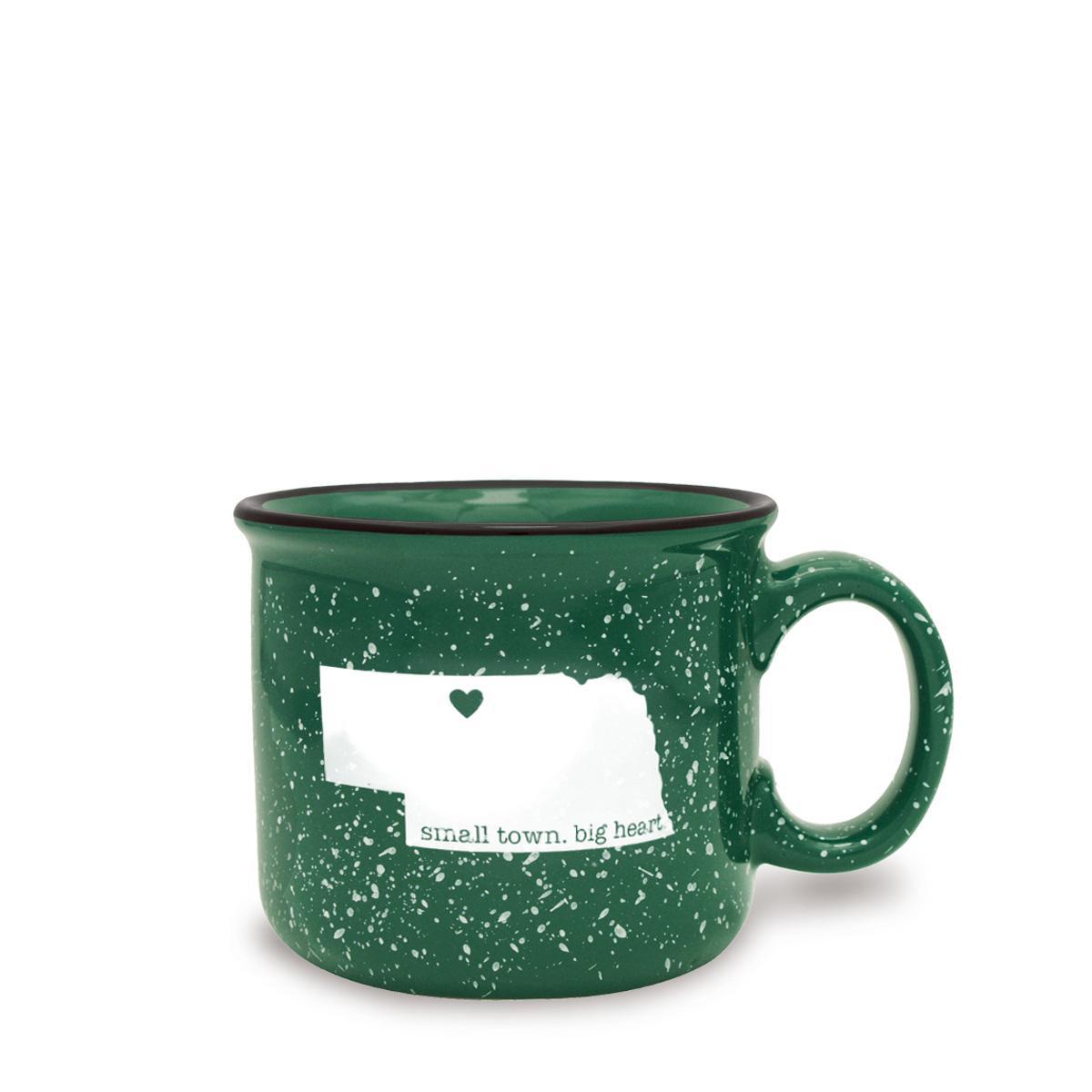 15oz Green Speckled “Small Town. Big Heart.” Valentine, Nebraska Campfire Ceramic Mug