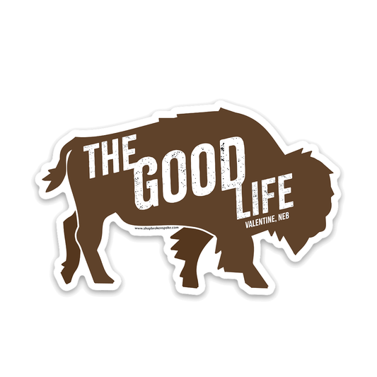 Hand-Drawn "The Good Life" Valentine, Neb. Bison Vinyl Sticker