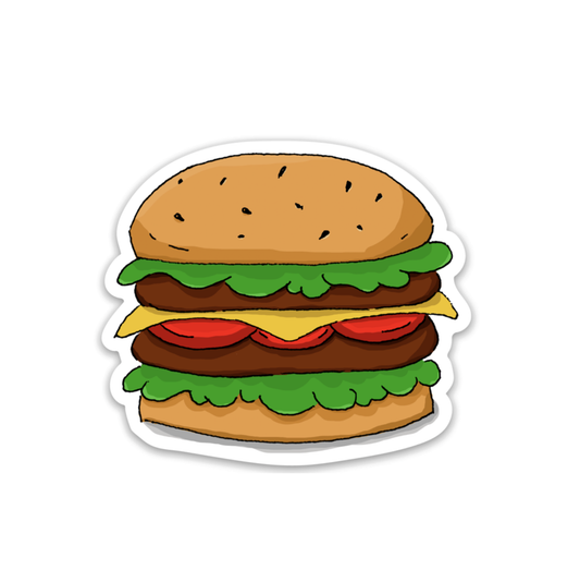 Hand-Drawn Double Cheeseburger Vinyl Sticker