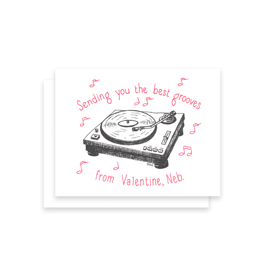2026 Official Valentine Nebraska “The Best Grooves" Turntable Valentine's Day Card