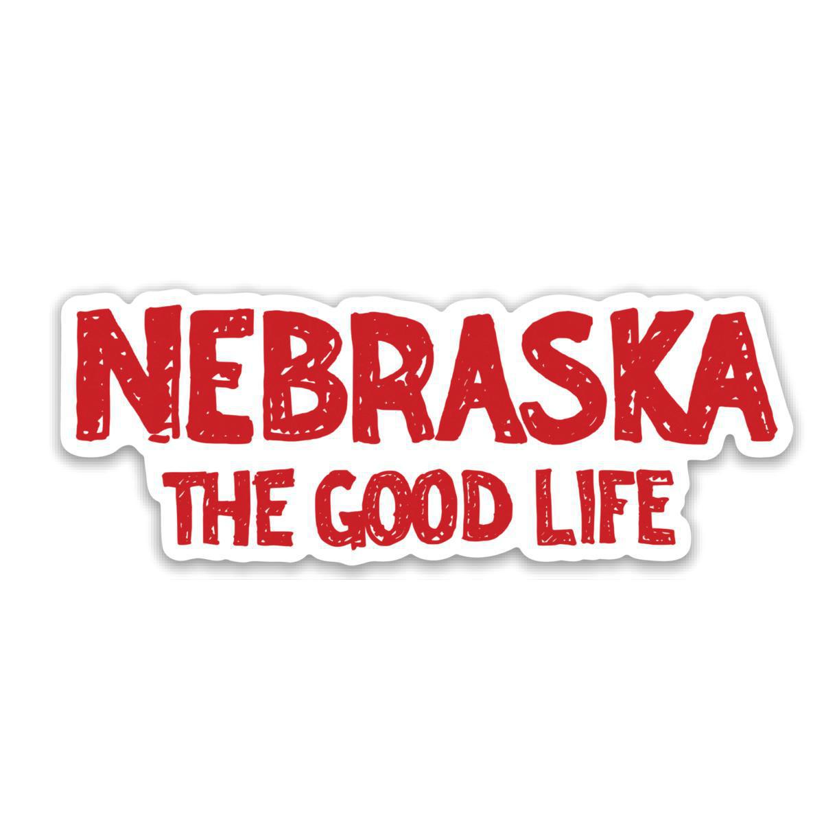 Red "Nebraska: The Good Life" Vinyl Sticker