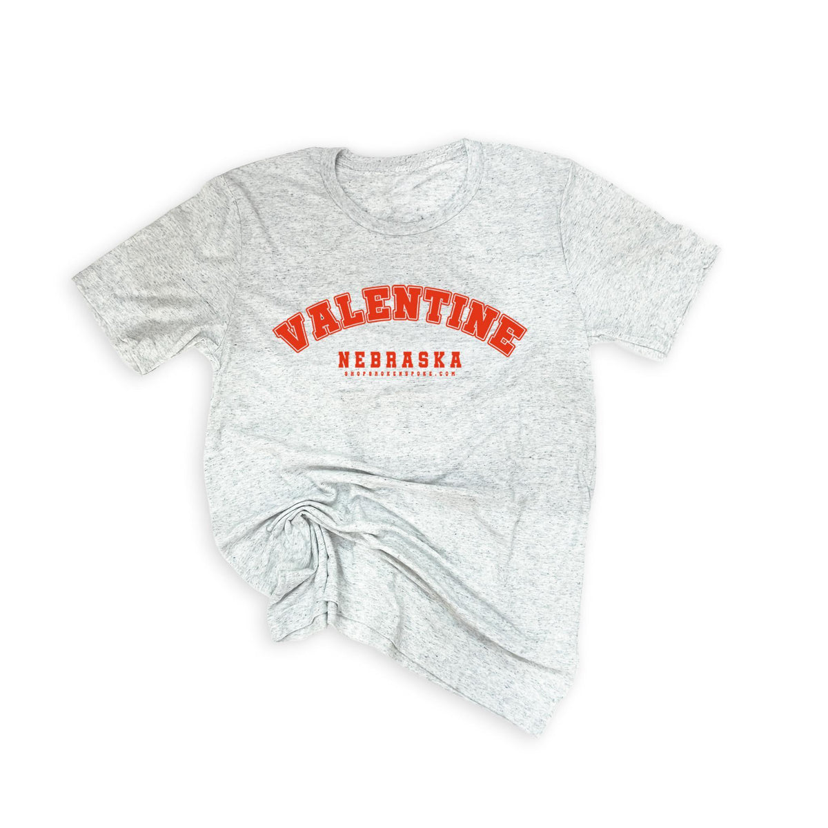 White Fleck Triblend "Valentine, Nebraska" Varsity Graphic Tee