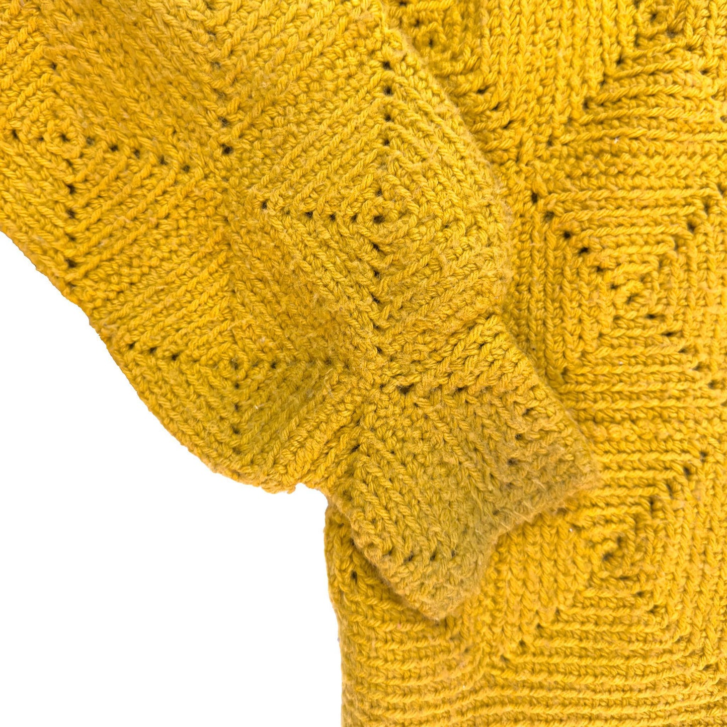 Vintage Handmade Mustard Crochet Cardigan