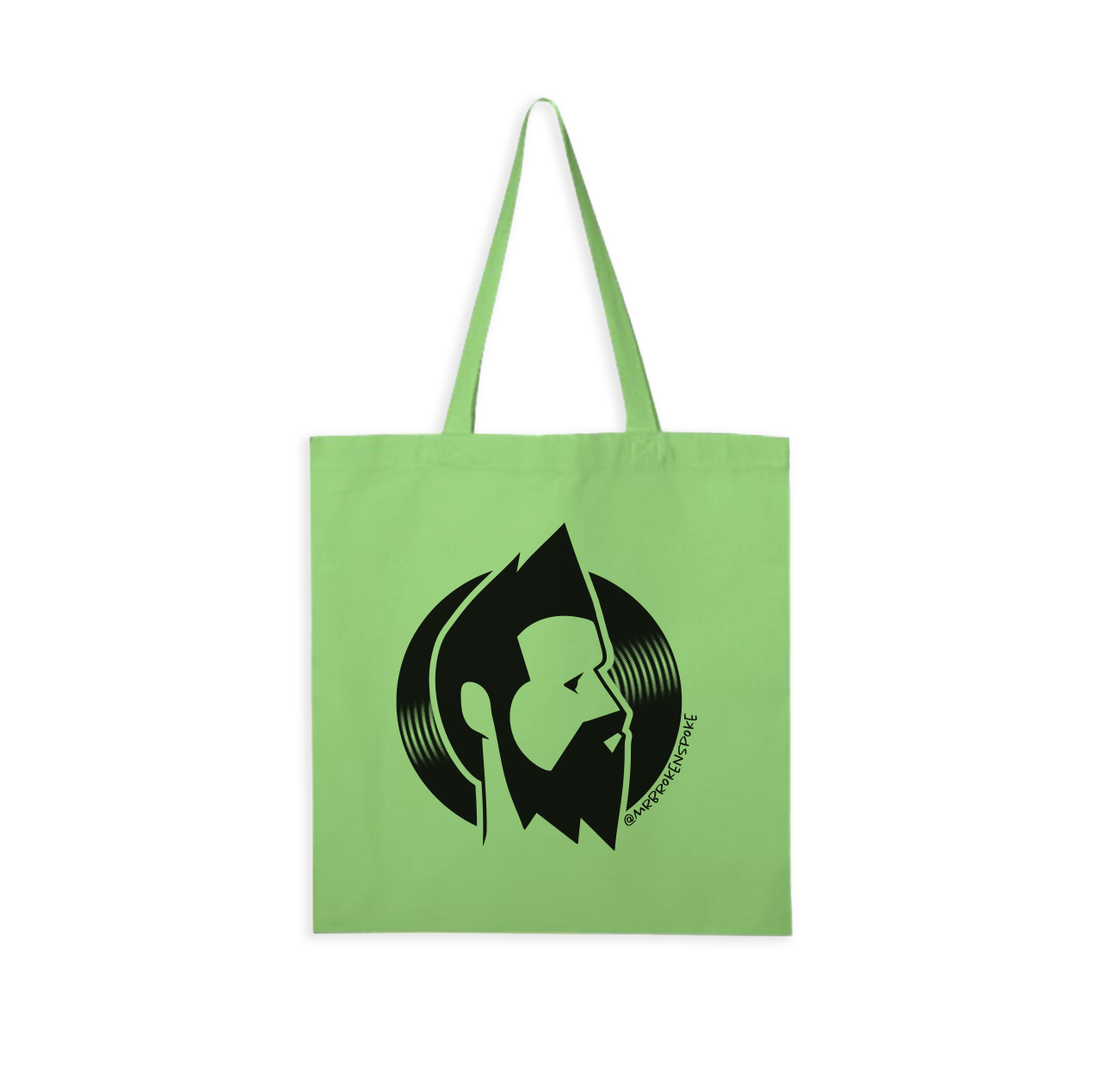 Eco Mr Broken Spoke Lime Canvas Record Tote Bag