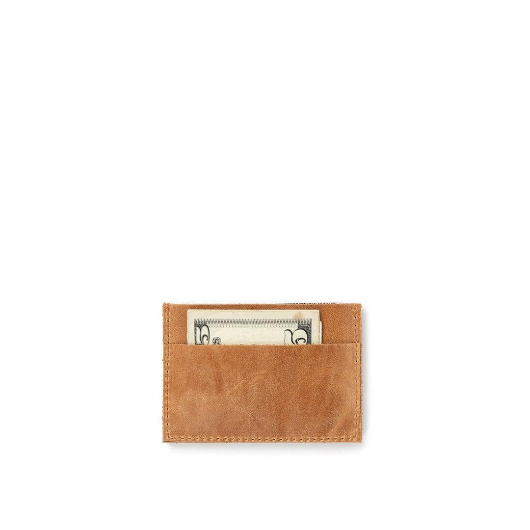 Camel Full Grain Leather Horizontal Card Wallet