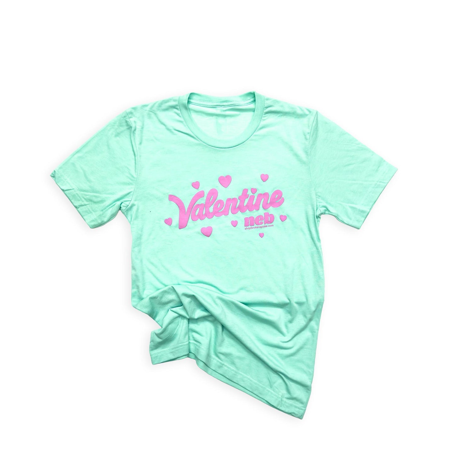 Mint Triblend “Valentine Neb" Hearts Puff Print Graphic Tee