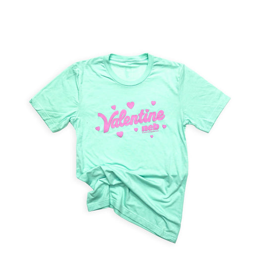 Mint Triblend “Valentine Neb" Hearts Puff Print Graphic Tee