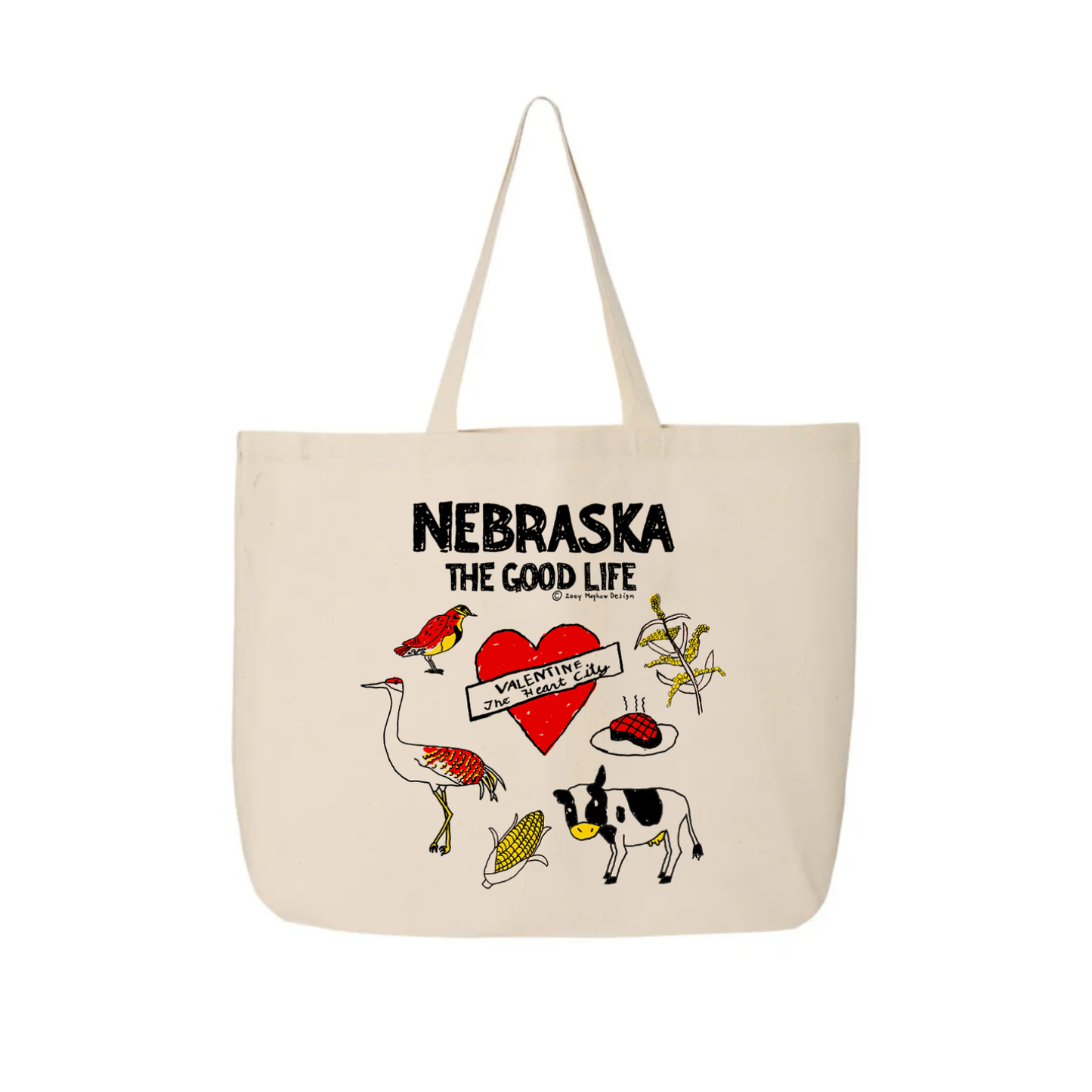 Eco "Nebraska: The Good Life" Valentine Canvas Tote Bag