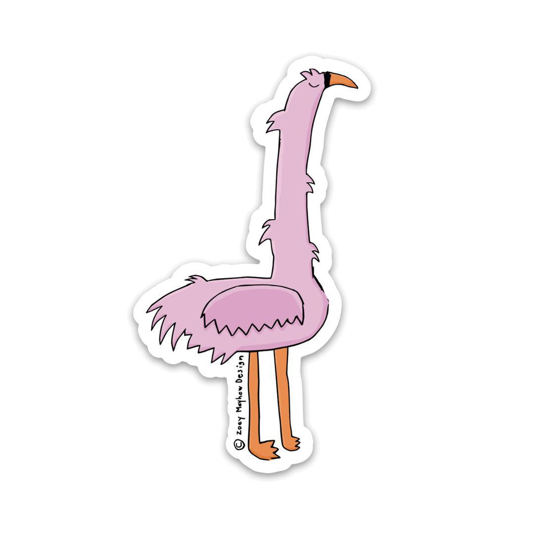 Cute Hand-Drawn Flamingo Vinyl Sticker