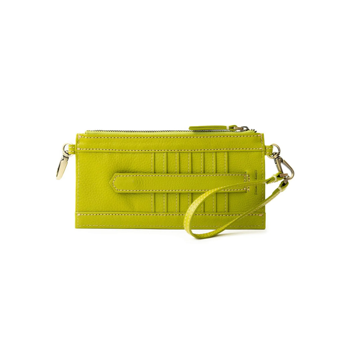 Lime Oiled Leather Leather Evelyn Wristlet Wallet