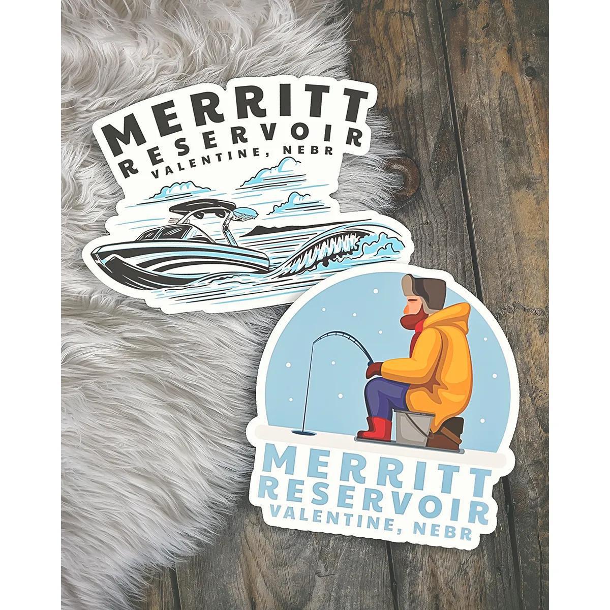 Ice Fishing "Merritt Reservoir Valentine, Nebr" Vinyl Sticker