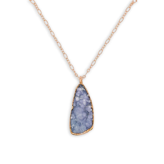 Electroformed Grape Agate Pendant Necklace on 22″ Copper Chain